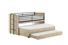 Hochbett >Sam< in Eiche Melamin Dekor - 219x219x116,6x98 (LxBxHxT)