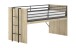 Hochbett >Sam< in Eiche Melamin Dekor - 219x219x116,6x98 (LxBxHxT)