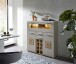 Barschrank >Kathlin< Barfach, Stauraum, LED, basalt / Eiche Dekor - 120x129x37 (BxHxT)