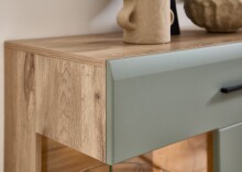 Wohnwand >Kathlin< (5-teilig) schilfgrün / Eiche Dekor - ca. 320x205x47cm (BxHxT)