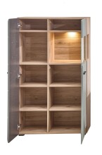 Wohnwand >Kathlin< (4-teilig) schilfgrün / Eiche Dekor - ca. 300x139x37cm (BxHxT)