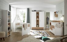 Wickelkommode >Filou< in Weiß / Artisan Eiche Dekor - 120x104x78 (BxHxT)
