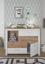 Wickelkommode >Filou< in Weiß / Artisan Eiche Dekor - 120x104x78 (BxHxT)