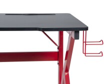 Schreibtisch >Game-Rocker< Halterungen, Carbon optik schwarz / rot - 60x75x120cm (BxHxT)
