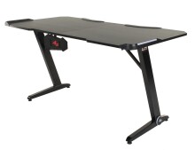 Schreibtisch >Game-Rocker< RGB LED Beleuchtung, Carbon-Optik, schwarz - 76x77x152cm (BxHxT)