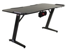Schreibtisch >Game-Rocker< RGB LED Beleuchtung, Carbon-Optik, schwarz - 76x77x152cm (BxHxT)