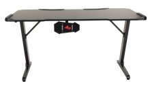 Schreibtisch >Game-Rocker< RGB LED Beleuchtung, Carbon-Optik, schwarz - 76x77x152cm (BxHxT)