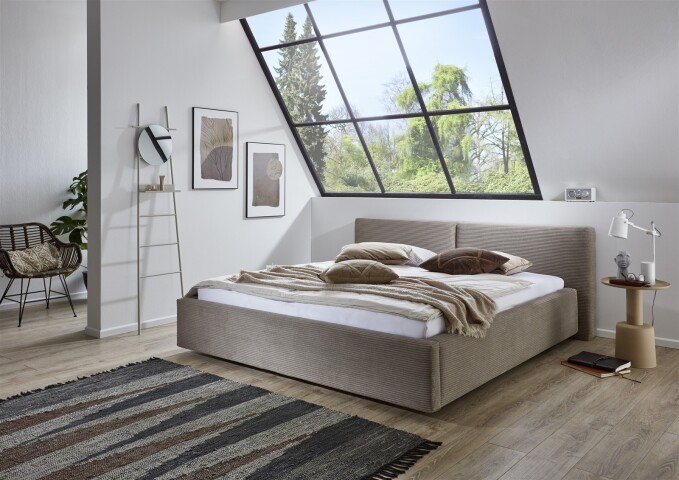 Polsterbett >Cube mit BK< Liegefläche 160x200cm, taupe, Stellmaß: 200x82x227cm (BxHxT)