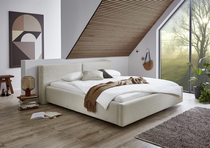 Polsterbett >Cube mit BK< Liegefläche 160x200cm, beige, Stellmaß: 200x82x227cm (BxHxT)