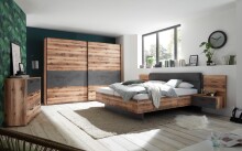 Schwebetürenschrank >ALICANTE< 3 Böden, 3 Stangen, Alpine Lodge / Betonoxid - 270x210x60 (BxHxT)
