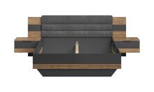 Schlafzimmer-Set >LINEA< (3-teilig) Bartex Eiche/Graphit, Schrank 280x215x60, Bett 296x97x210