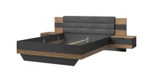 Schlafzimmer-Set >LINEA< (2-teilig) Bartex Eiche/Graphit, Schrank 280x215x58, Bett 296x97x210