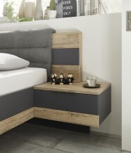 Schlafzimmer-Set >LINEA< (2-teilig) Bartex Eiche/Graphit, Schrank 280x215x58, Bett 296x97x210
