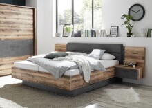 Schlafzimmer-Set >ALICANTE< (2-teilig) Alpine / Beton, Schrank 270x210x60, Bett 305,6x99,5x213,4
