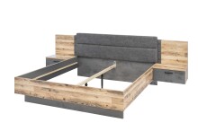 Schlafzimmer-Set >ALICANTE< (2-teilig) Alpine / Beton, Schrank 270x210x60, Bett 305,6x99,5x213,4