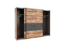 Schlafzimmer-Set >ALICANTE< (2-teilig) Alpine / Beton, Schrank 270x210x60, Bett 305,6x99,5x213,4