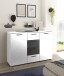 Sideboard >ASCHAU< 4 Schübe, 2 Türen, Weiß / Graphit - 140x89x38cm (BxHxT)