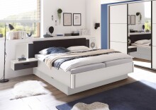 Schlafzimmer-Set >Maturs< (2-teilig) weiss/Graphit - Schrank 267x205x57cm, Bett 305x93x210cm