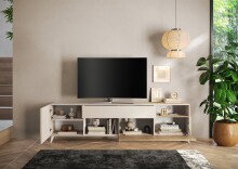 Lowboard >Morena< Soft-close, Cashmere / Eiche Cadiz Nachbildung - 241x67x42 (BxHxT)