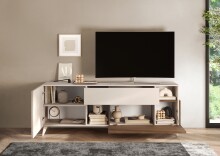 Lowboard >Morena< soft-close, Cashmere / Mercure, Holzwerkstoff - 181x67x42cm (BxHxT)