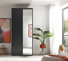 Drehtürenschrank >LOBATO< in Graphit - 101,7x225x52cm (BxHxT)