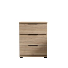 Nachtkommode >SMILLA 2< 3 Schubladen, Mauvella Oak Dekor - 46x61x42cm (BxHxT)