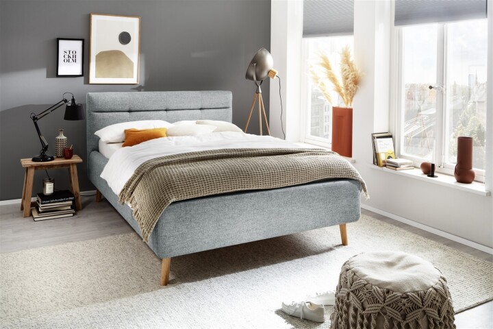 Stauraumbett >Lotte mit BK< Liegefläche 140x200cm, pastellblau, Stellmaß: 161x105x222cm (BxHxT)