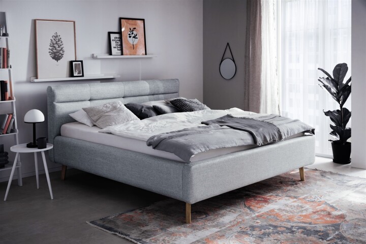 Stauraumbett >Lotte mit BK< Liegefläche 160x200cm, pastellblau, Stellmaß: 181x105x222cm (BxHxT)