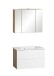 Badmöbel-Set >Paris< (2-tlg.) in weiß / Wotaneiche-Dekor - 80x195x47cm (BxHxT)