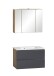 Badmöbel-Set >Paris< (2-tlg.) in grau / Wotaneiche-Dekor - 80x195x47cm (BxHxT)