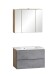 Badmöbel-Set >Paris< (2-teilig) in Betongrau / Wotaneiche - 80x195x47cm (BxHxT)