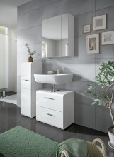 Stauraumschrank >Ice< in Weiß / Weiß Hochglanz - 30x106x30cm (BxHxT)