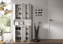 Stauraumschrank >Ice< in Weiß / Weiß Hochglanz - 90x185x30cm (BxHxT)