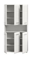 Stauraumschrank >Ice< in Weiß / Weiß Hochglanz - 90x185x30cm (BxHxT)