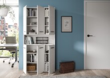 Stauraumschrank >Ice< in Weiß / Weiß Hochglanz - 90x185x30cm (BxHxT)