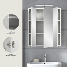 Badezimmerspiegelschrank >Ice< in Weiß /...
