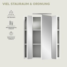 Badezimmerspiegelschrank >Ice< in Weiß / Weiß Hochglanz - 60x55x46cm (BxHxT)