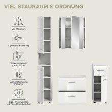 Badezimmer-Set >Ice< in Weiß / Weiß Hochglanz - 150x185x30cm (BxHxT)