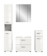 Badezimmer-Set >Ice< in Weiß / Weiß Hochglanz - 150x185x30cm (BxHxT)