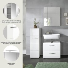 Badezimmer-Set >Ice< in Weiß / Weiß Hochglanz - 105x185x30cm (BxHxT)