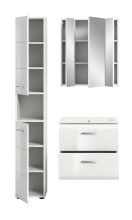 Badezimmer-Set >Ice< in Weiß / Weiß Hochglanz - 105x185x46cm (BxHxT)