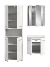 Badezimmer-Set >Ice< in Weiß / Weiß Hochglanz - 135x185x46cm (BxHxT)