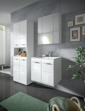 Badezimmer-Set >Ice< in Weiß / Weiß Hochglanz - 135x185x46cm (BxHxT)