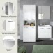 Badezimmer-Set >Ice< in Weiß / Weiß Hochglanz - 135x185x46cm (BxHxT)