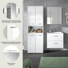 Badezimmer-Set >Ice< in Weiß / Weiß Hochglanz - 135x185x46cm (BxHxT)
