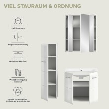 Badezimmer-Set >Ice< in Weiß / Weiß Hochglanz - 105x185x46cm (BxHxT)