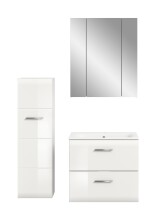 Badezimmer-Set >Ice< in Weiß / Weiß Hochglanz - 105x185x46cm (BxHxT)