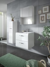 Badezimmer-Set >Ice< in Weiß / Weiß Hochglanz - 105x185x46cm (BxHxT)