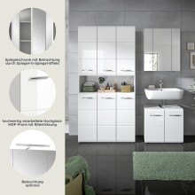 Badezimmer-Set >Ice< in Weiß / Weiß Hochglanz - 165x185x30cm (BxHxT)