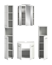 Badezimmer-Set >Ice< in Weiß / Weiß Hochglanz - 150x185x30cm (BxHxT)